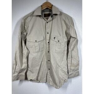 Browning Shirt Mens Small Tan Button Up Super Naturals Outdoors Utility Cotton